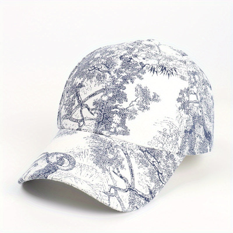 Mountain Water Painting Baseball Cap Men Women European American Curved Brim Pea