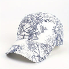 Mountain Water Painting Baseball Cap Men Women European American Curved Brim Pea