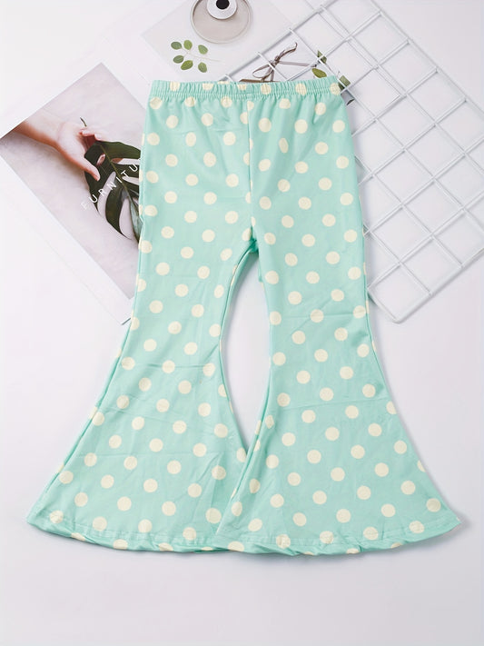 Girls Polka Dots Casual Flare Leg Pants for Spring & Summer