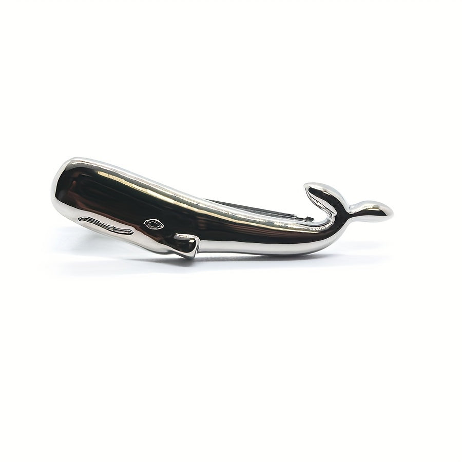 Silver Whale Tie Clip for Men's Wedding Business