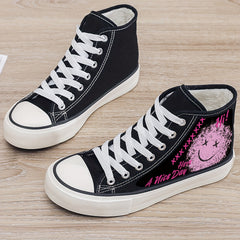 Graffiti Face Print Plush Lined Sneakers