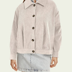 Solid Button Front Jacket Casual Collar Long Sleeve Outerwear