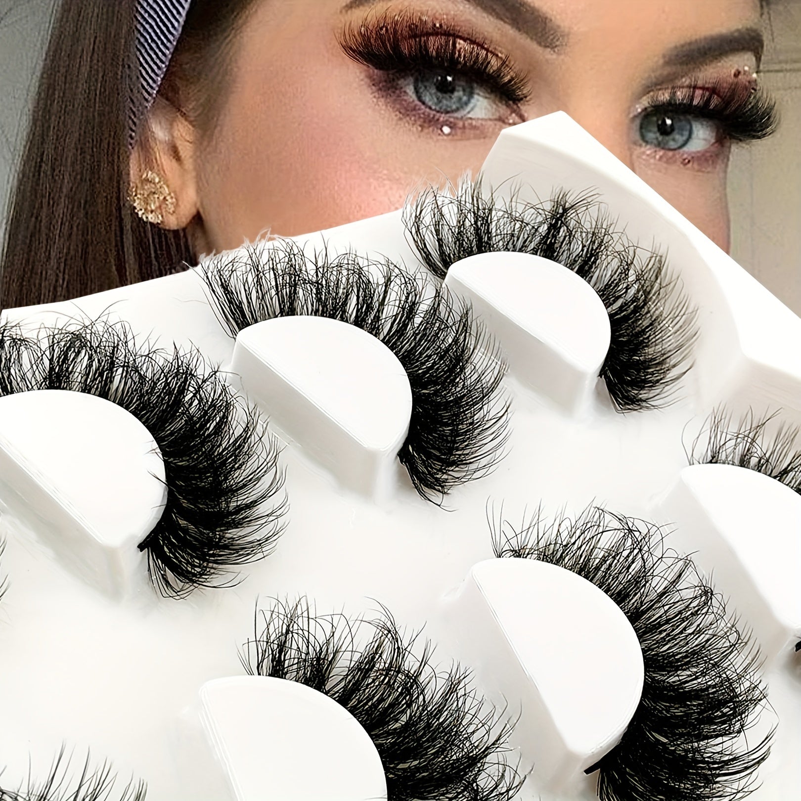 4 Pairs Fluffy False Eyelashes Curling Cat Eye Sexy Messy Lashes