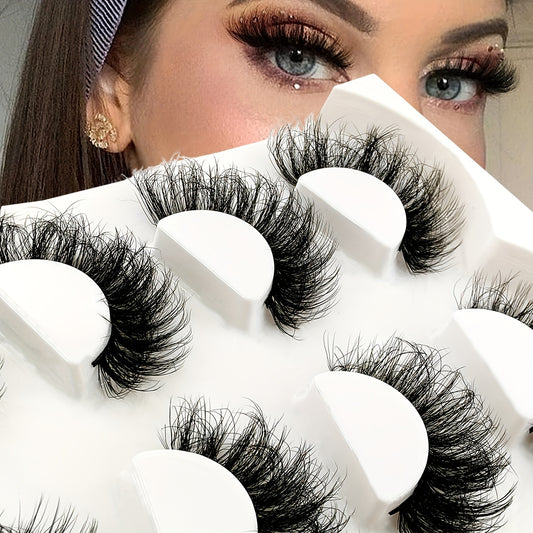 4 Pairs Fluffy False Eyelashes Curling Cat Eye Sexy Messy Lashes