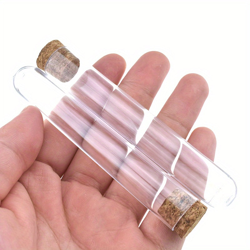 10 Plastic Test Tubes With Cork Stoppers for Scientific Experiment