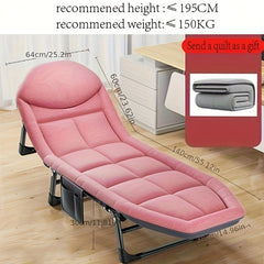Portable Folding Bed with Blanket for Camping & Outdoor Leisure