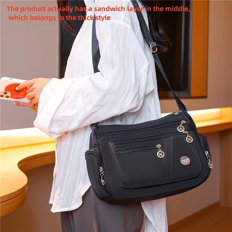 Casual Nylon Crossbody Bag Zipper Purse Shoulder Bag for Women