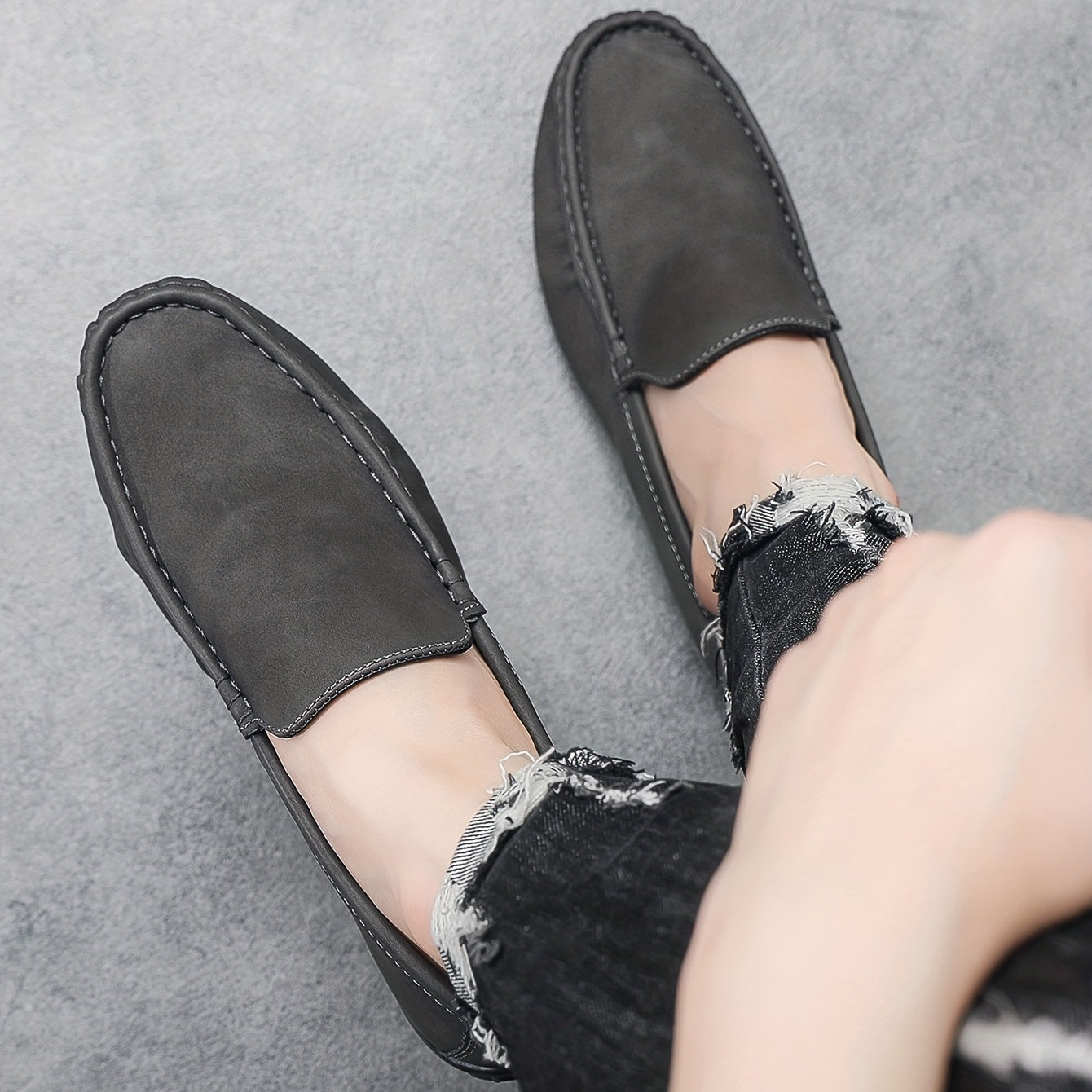 Men's Leather Loafer Shoes Lightweight Slip On Shoes