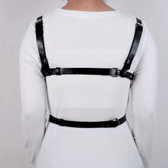 Rivet Chain Ring Linked Harness Belt Cage Bra Gothic PU Leather Belt
