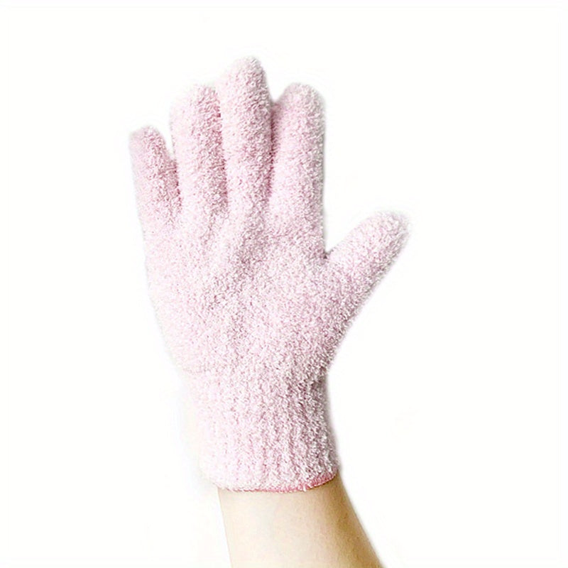 Green Microfiber Cleaning Gloves for Dusting Kitchen Furniture Car Interiors