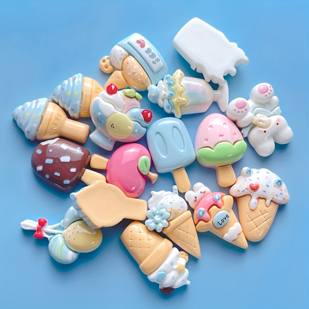 10pcs Random Mixed DIY Rabbit Ice Cream Ear Jewelry Resin Accessories Stationery
