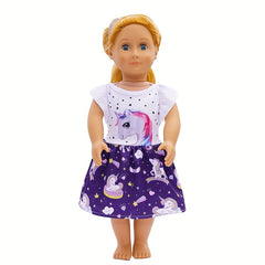 Unicorn Dress for 45 Youngsters Dolls Pink Purple Soft Fabric