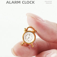 1:12 Scale Dollhouse Metal Alarm Clock Simulation Bedroom Scene Decor Model