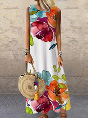  Floral Print Maxi Tank Dress