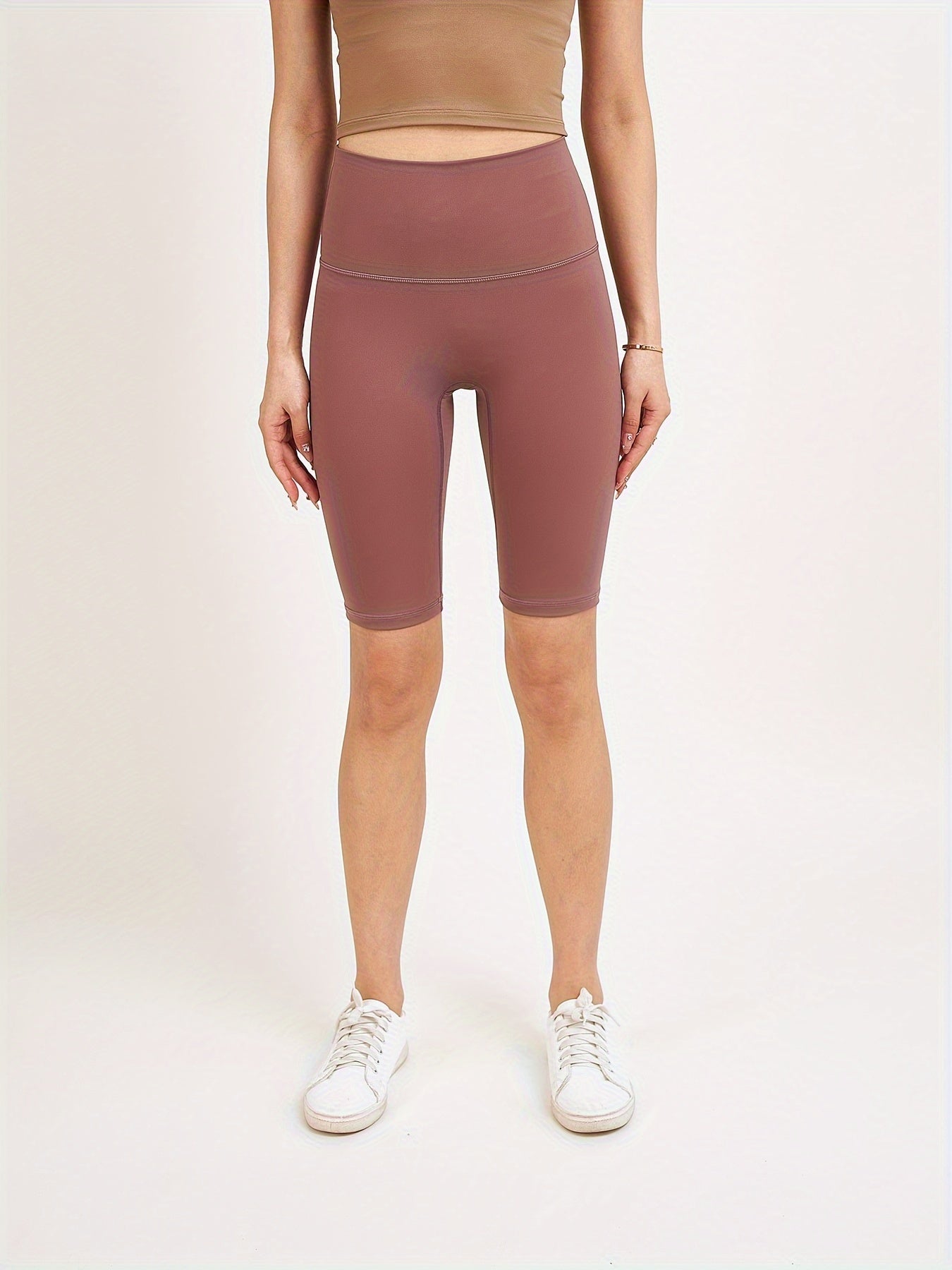 Solid Yoga Shorts High Stretch Running Fitness Sports Shorts