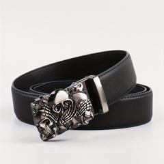 Men's Skull Alloy Automatic Buckle PU Belt