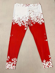  Christmas Leggings Women's Plus Santa Claus & Snowflake Print