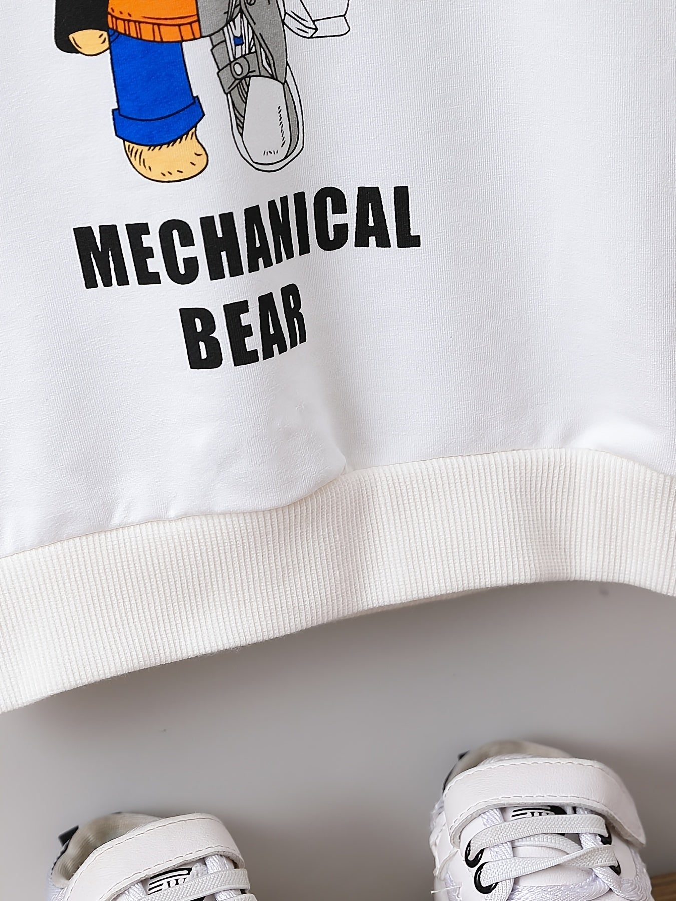 Boys Bear Print Hoodie for Spring Fall