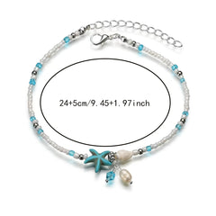 Starfish Conch Beach Anklet Beaded Ankle Bracelet