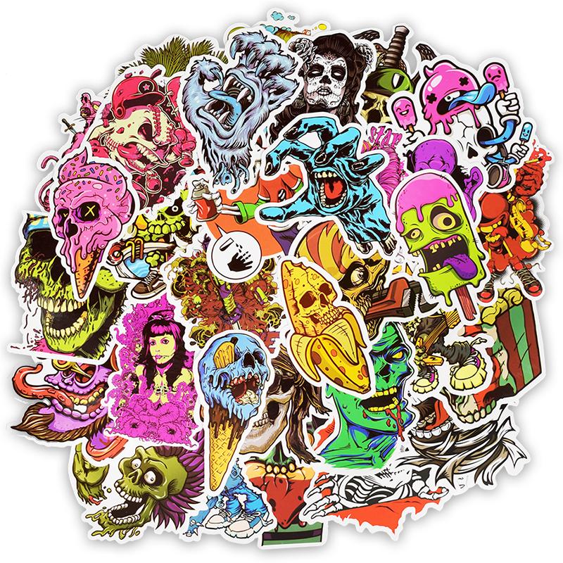 50pcs Skeleton Stickers for Laptops, Skateboards - Cool Decal Pack