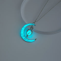 Moon Pendant Necklace Glowing Night Adjustable Neck Chain Women Party Clothing
