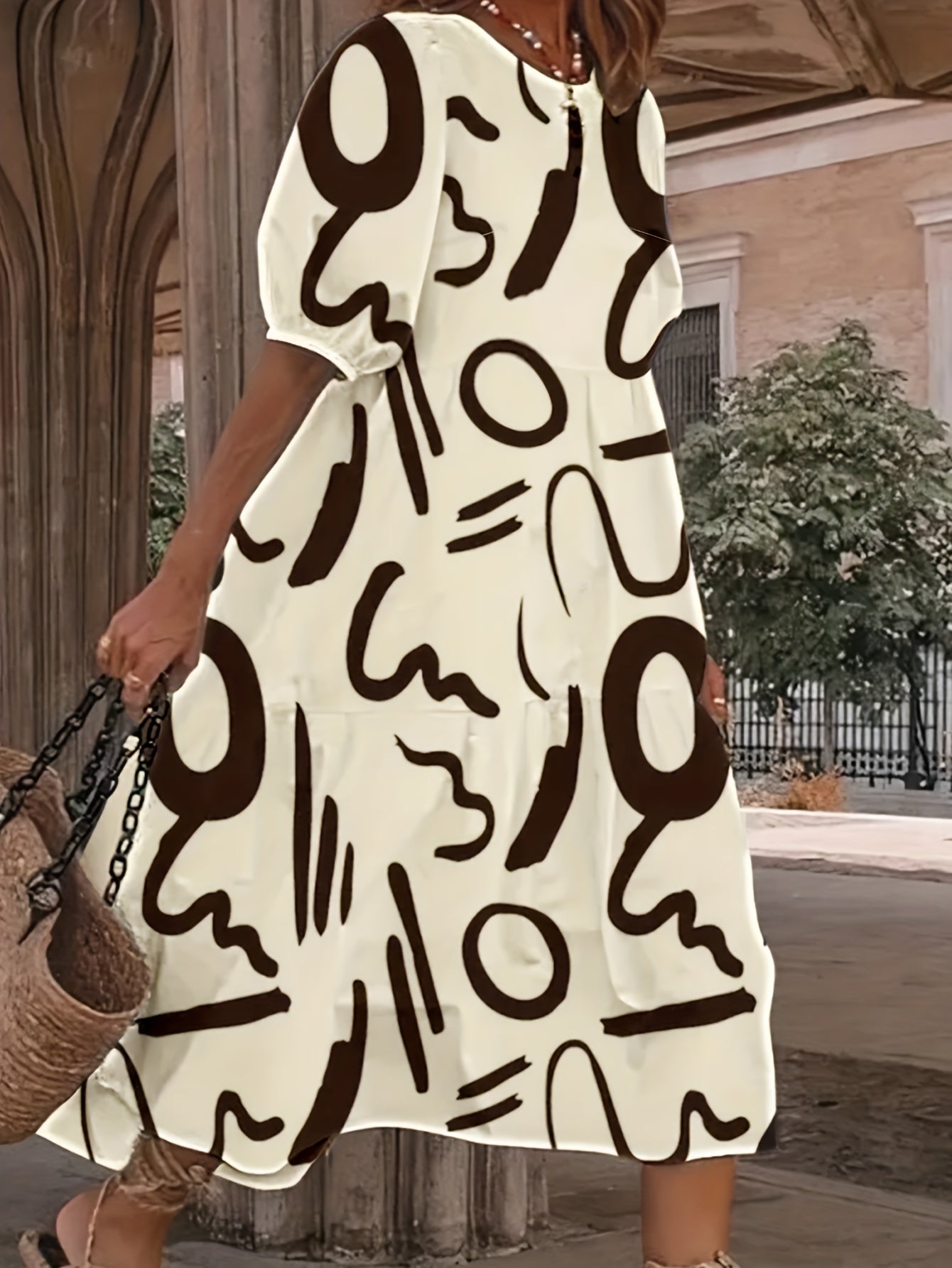  Graffiti Print Maxi Dress