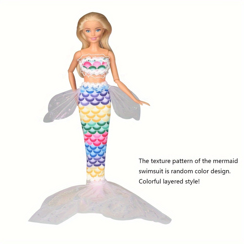 Doll Mermaid Swimsuit Bathing Suit Random Colorful Bikini Swimwear Beach Clothes