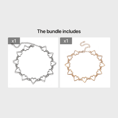 Hollow Sweet Love Heart Choker Bicolor Necklace