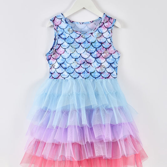 Girls Mermaid Dress Princess Pageant Gown Christmas Birthday Party Dress