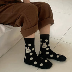 4 Pairs Cartoon Bunny Print Socks Women's Stockings & Hosiery