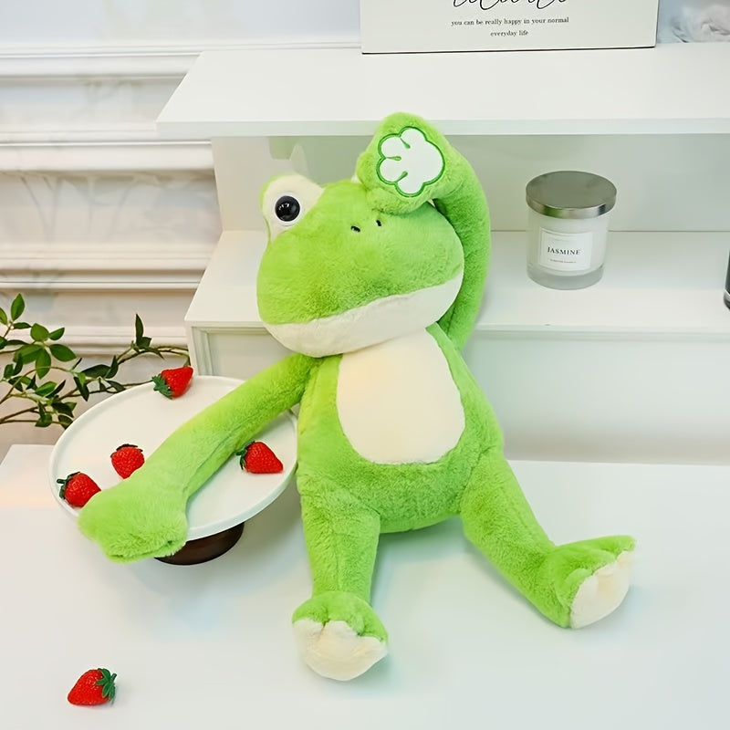 Big Eyed Frog Plush Toy Soft Green Stuffed Animal Eyes Desktop Sofa Decor
