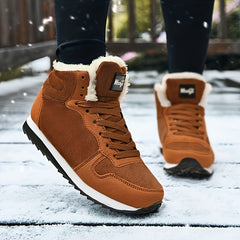 Women's Warm Fleece Snow Boots Comfortable Lace Up Outdoor Snow Boots