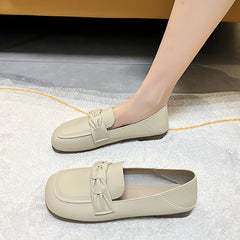 Women's Ruched Decor Flat Loafers Slip On Low Round Toe Non slip Comfy Shoes