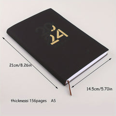 English Calendar Book 365 Days Daily Planner A5 Soft Leather Notebook