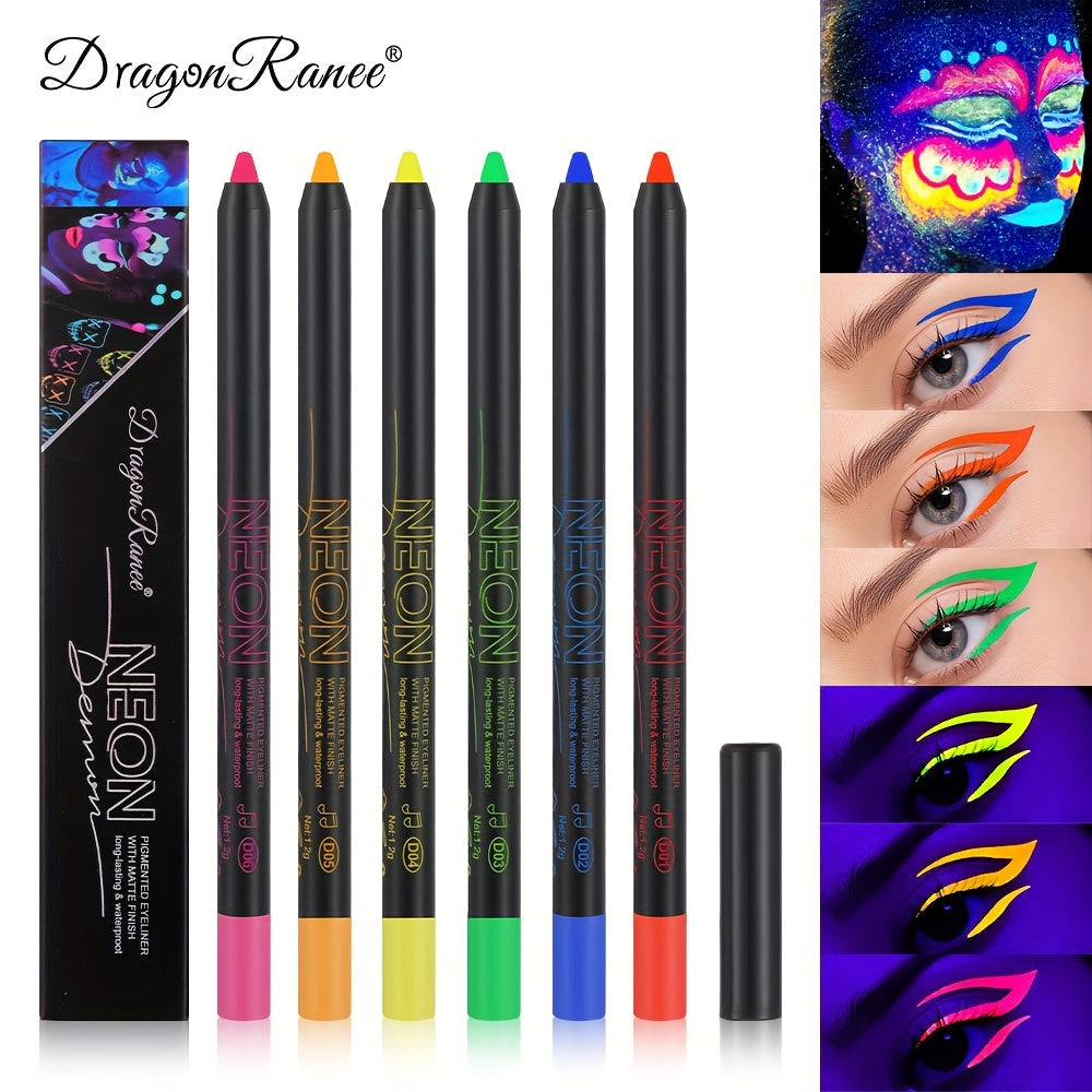 6 Colors Fluorescent Eyeliner UV Light Waterproof Pen