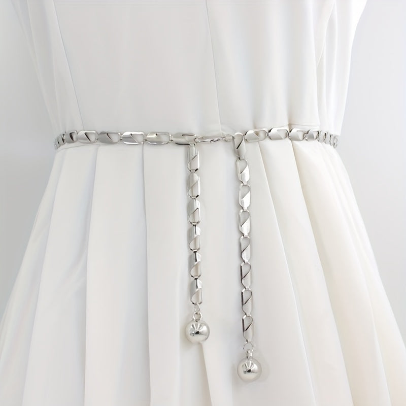Geometric Hollow Waist Chain Stylish Metal Belt for Women