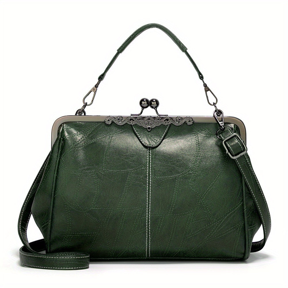 Vintage Kiss Lock Handbag Crossbody Bag Women's Top Handle Purse