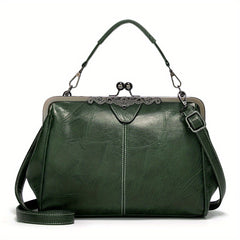 Vintage Kiss Lock Handbag Crossbody Bag Women's Top Handle Purse