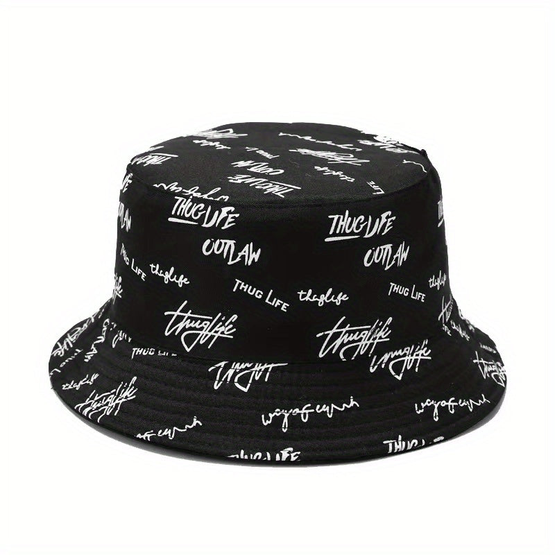 Sunshade Bucket Hat With Letter Printed Sun Hat For Daily Shopping