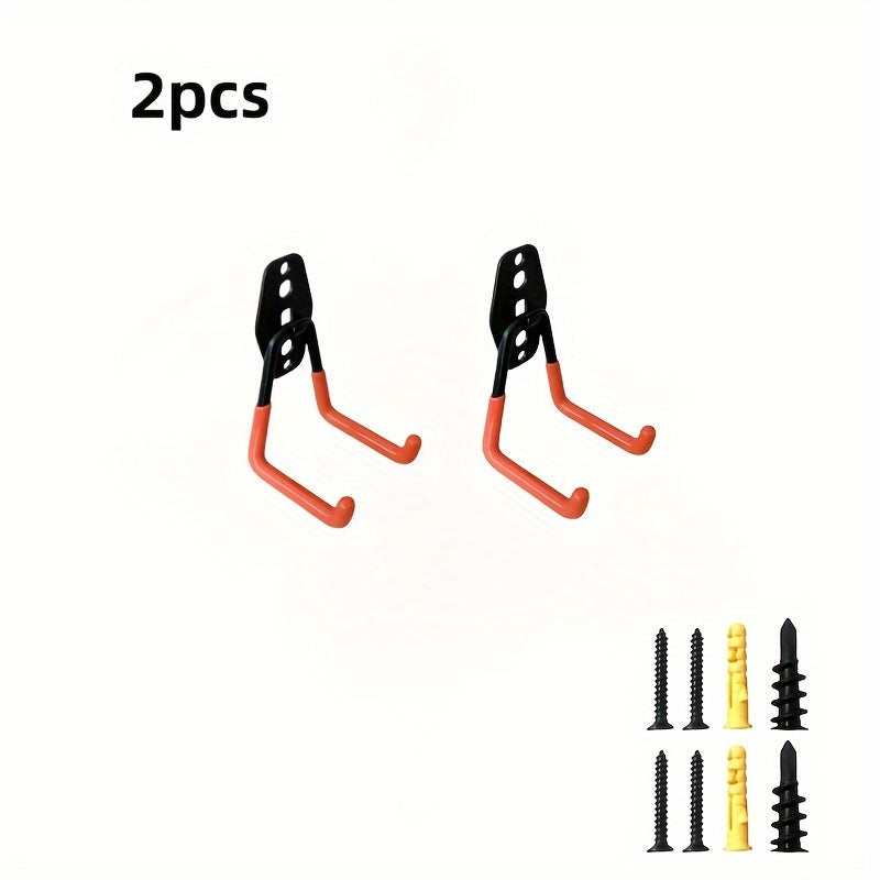 2pcs Wall Mounted Garage Storage Hook Heavy Duty Metal Wall Hanging Holder Hook