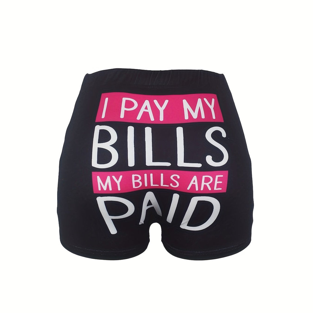 Letter Print Skinny Elastic Waist Shorts Women's Casual Clothing
