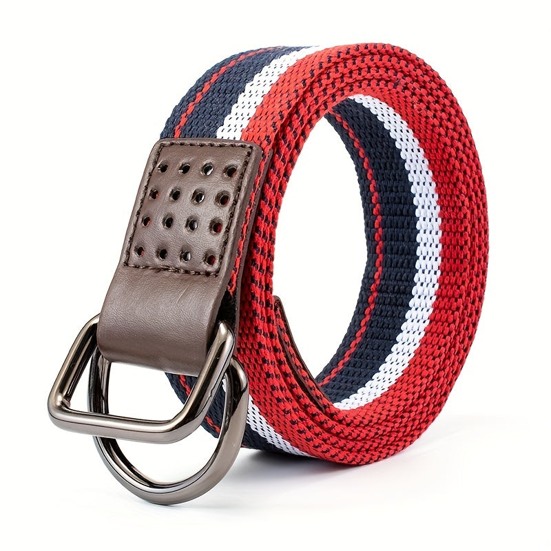 Double Loop Buckle Belt For Men Casual Canvas Belt Braid Pants