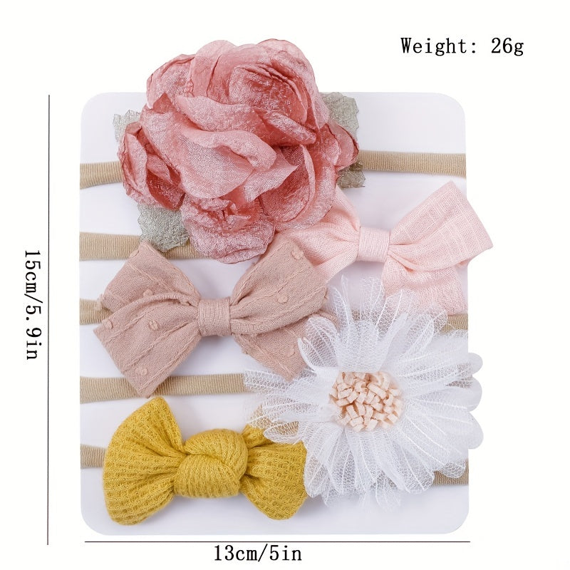 Flowers Bow Decor Headband Hairbands Hair Accessories for Baby Girls