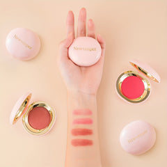 Waterproof 2-in-1 Cream Blush with Mirror for Cheeks Eyes Lips