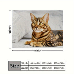 Cat Pattern Soft Plush Blanket All Seasons Flannel Couch Bed Travel Camping