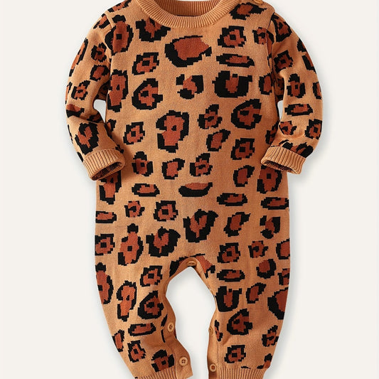 Infant Baby Leopard Sweater Long Sleeve Jumpsuit