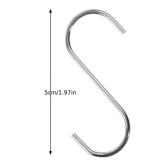 10pcs Stainless Steel S Hook Kitchen Bathroom Clothing Metal Hanging Hook
