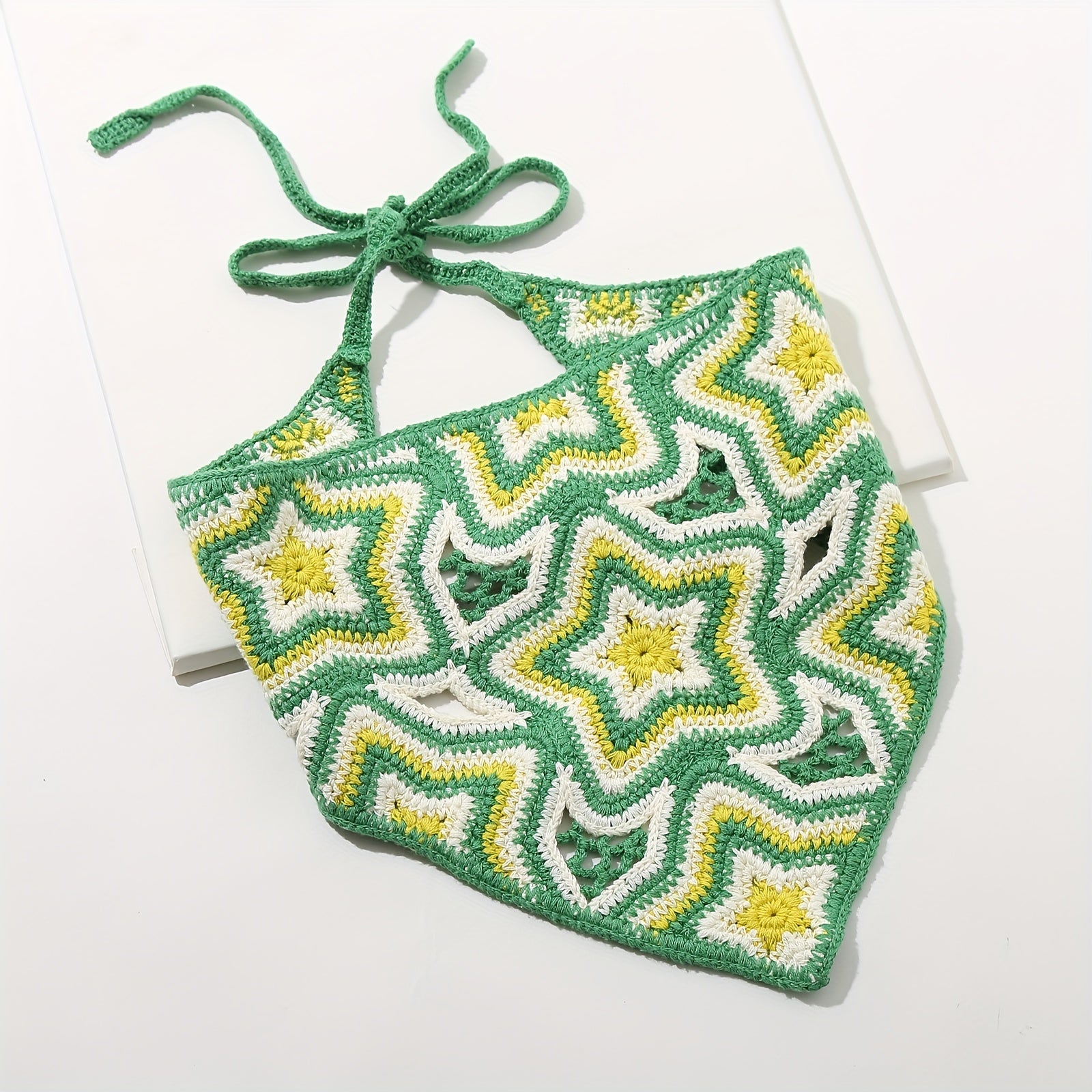 Colorful Star Crochet Triangle Scarf Bandana Headband Hair Accessories