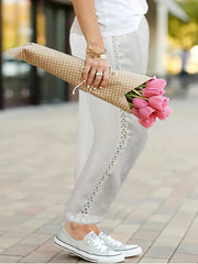 Boho Lace Crochet Straight Leg Plus Size Pants