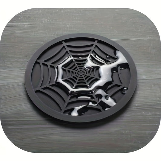 4pcs Spider Web Pattern Silicone Resin Coasters Halloween Decoration